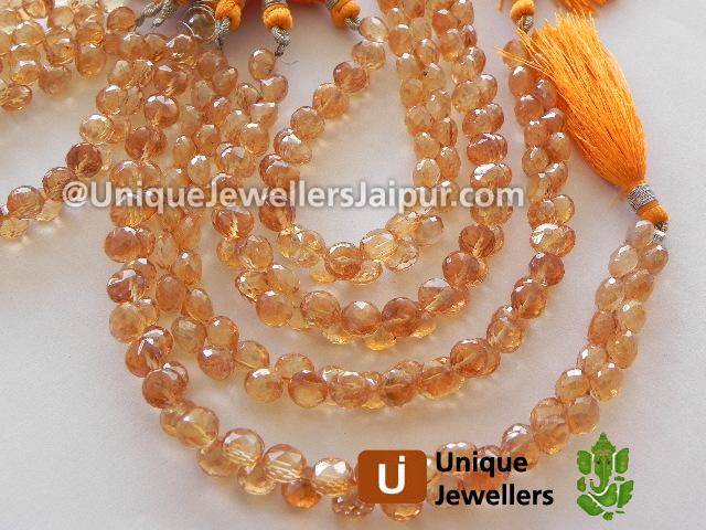 Golden Citrine Quartz Faceted Onion Beads